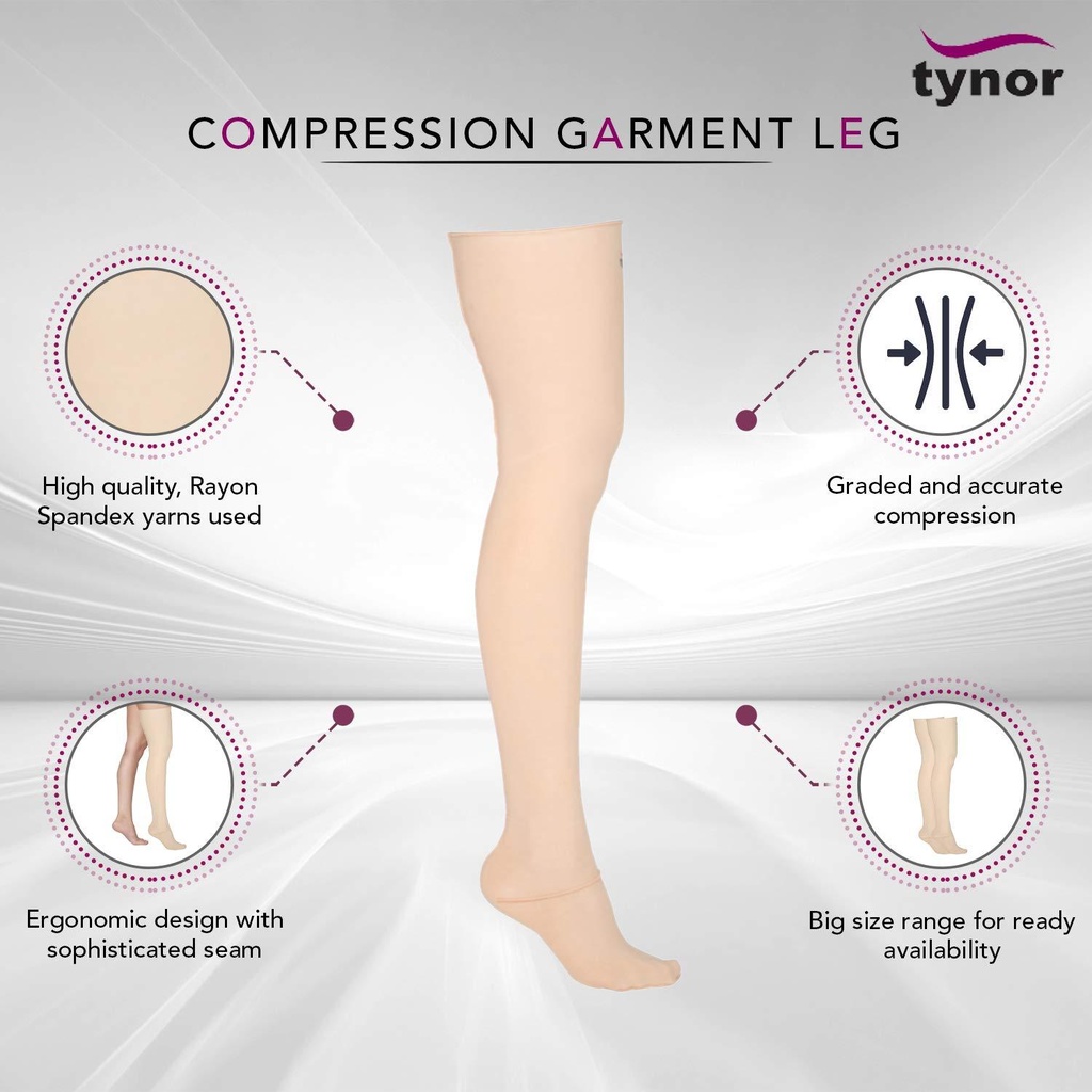 Tynor Compression Stocking Mid Thigh Closed Toe I79 | Class 2 Pair