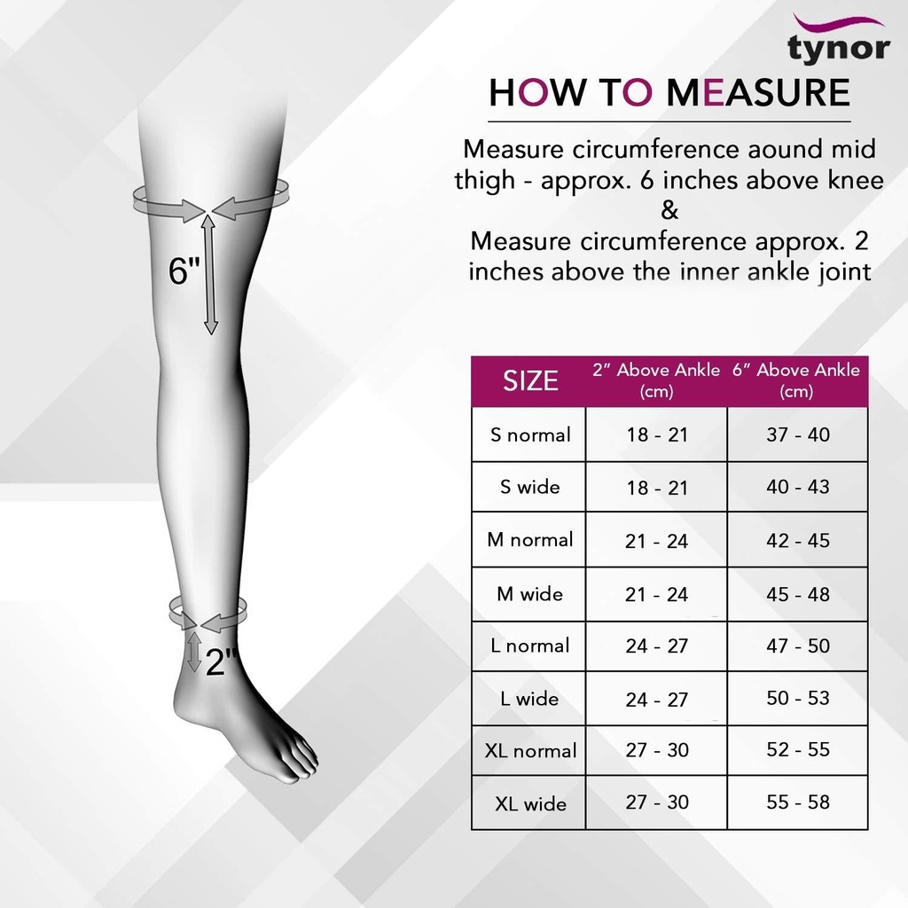 Tynor Compression Stocking Mid Thigh Open Toe I78 | Class 2 Pair
