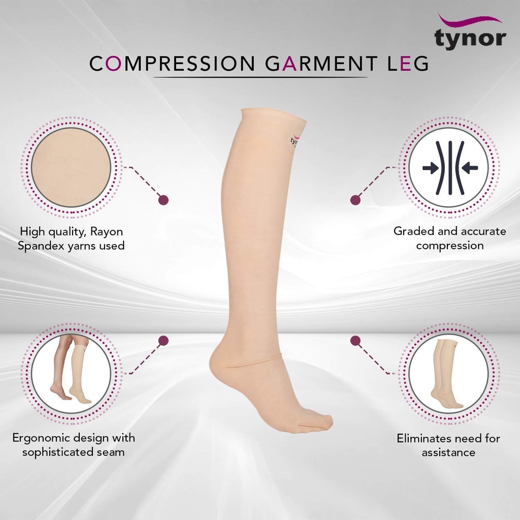 Tynor Compression Stocking Below Knee Closed Toe I81 | Class 2 Pair