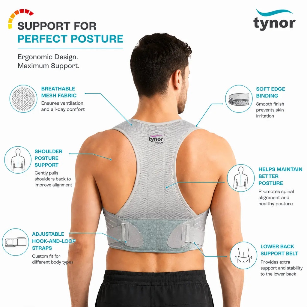 Tynor Posture Corrector A33 | Upper Back & Shoulder Support Brace