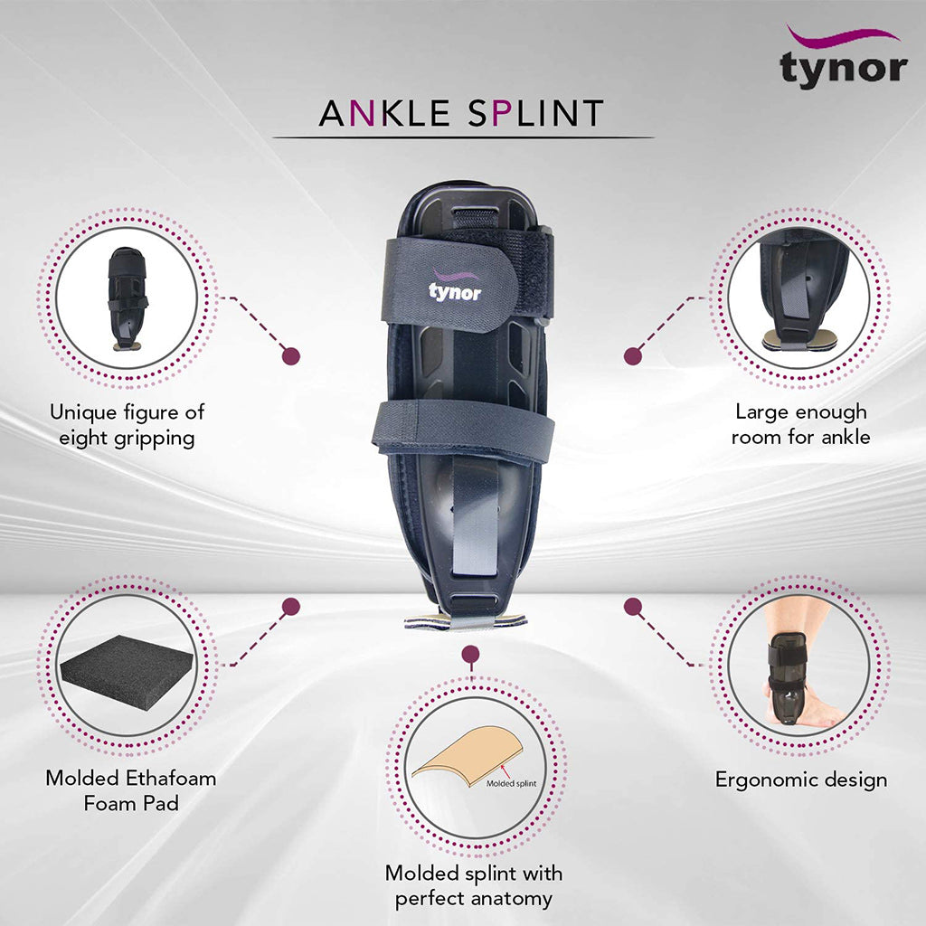 Tynor Ankle Splint D26 | Rigid Foam-Padded Ankle Immobilisation Splint