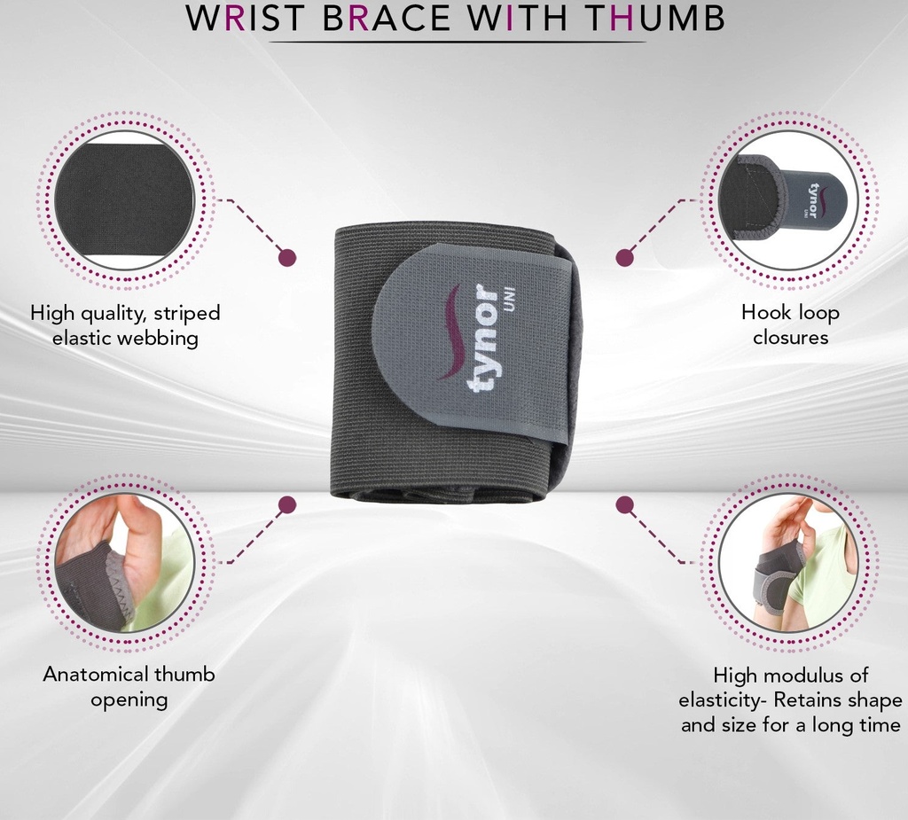 Tynor Wrist Brace with Thumb E06 | Anatomical Thumb Opening Wrist Support