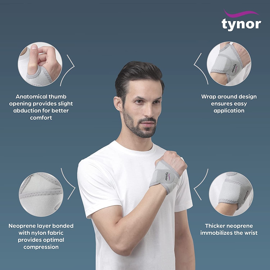 Tynor Wrist Brace with Thumb J03 | Neoprene Wrist Support
