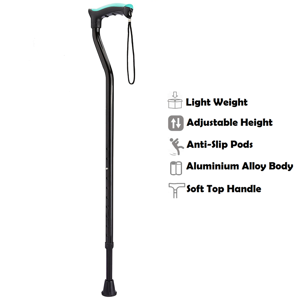 Tynor Walking Stick Soft Top Handle L07 | Adjustable Height Walking Cane
