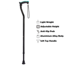 Tynor Walking Stick Soft Top Handle L07 | Adjustable Height Walking Cane