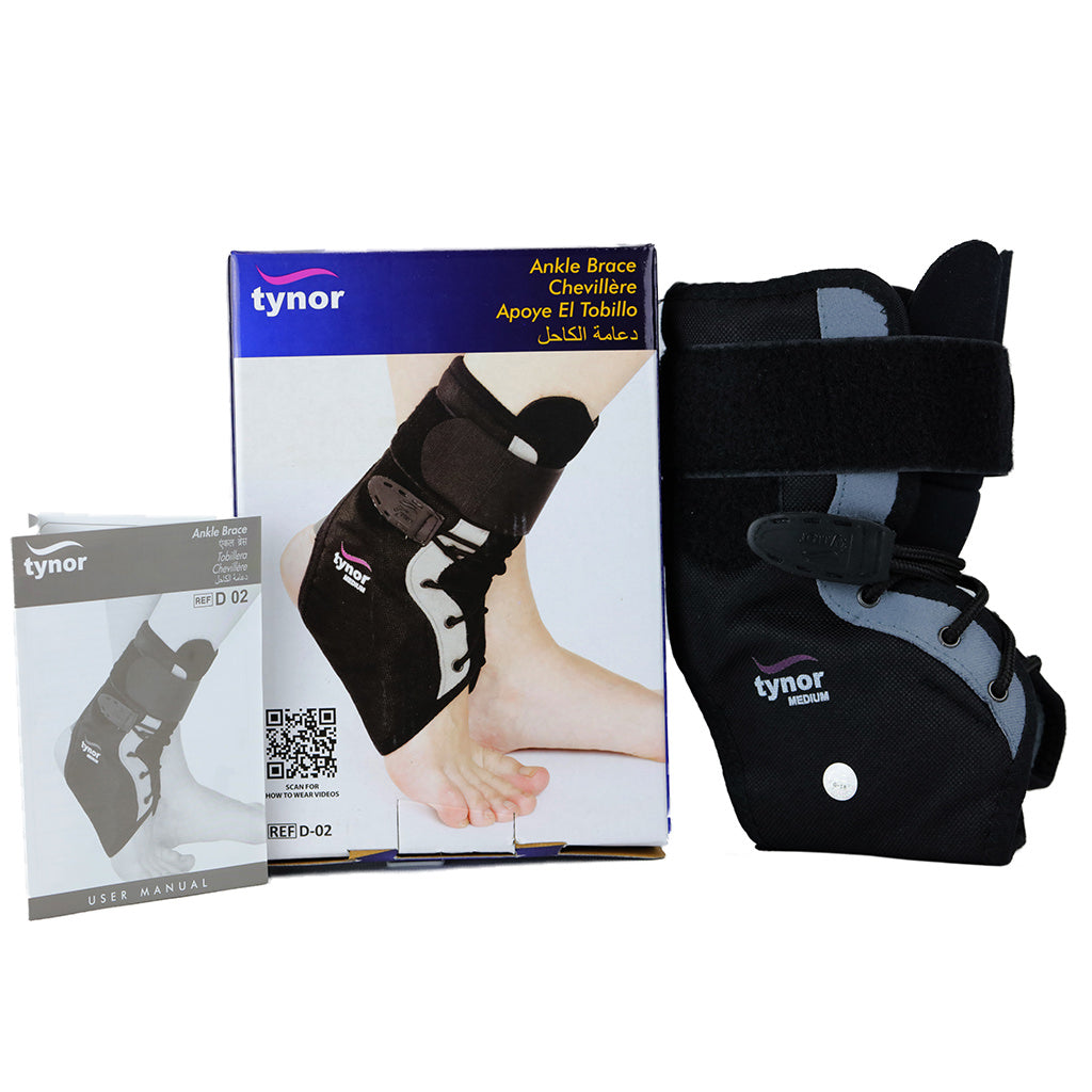 Tynor Ankle Brace D02 | 4-Pronged Lace-Pull Ankle Immobilisation