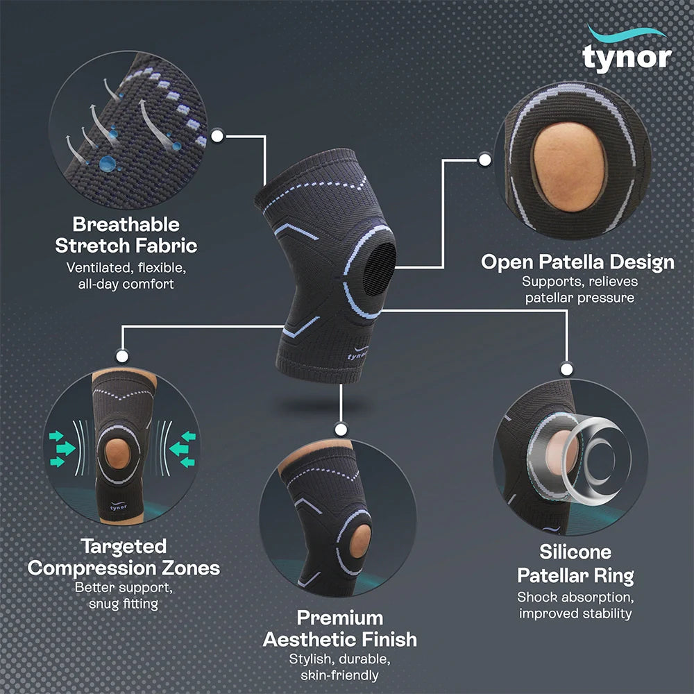 Tynor Knee Cap Open Patella D05 | Open Patella Knee Compression Sleeve