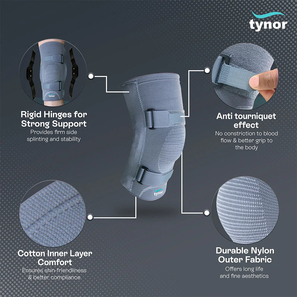 Tynor Knee Cap with Rigid Hinge D06 | Hinged Lateral Stability Knee Brace