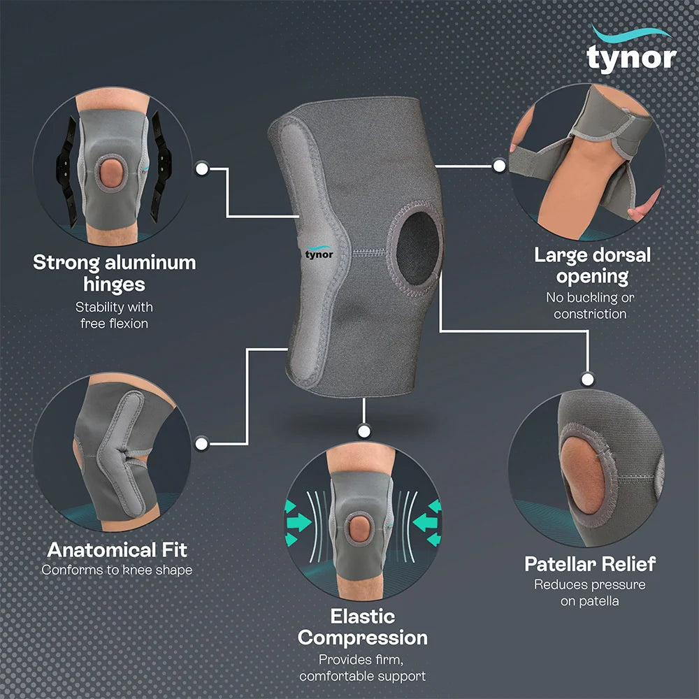 Tynor Elastic Knee Support D08 | Wrap-Around Hinged Knee Support