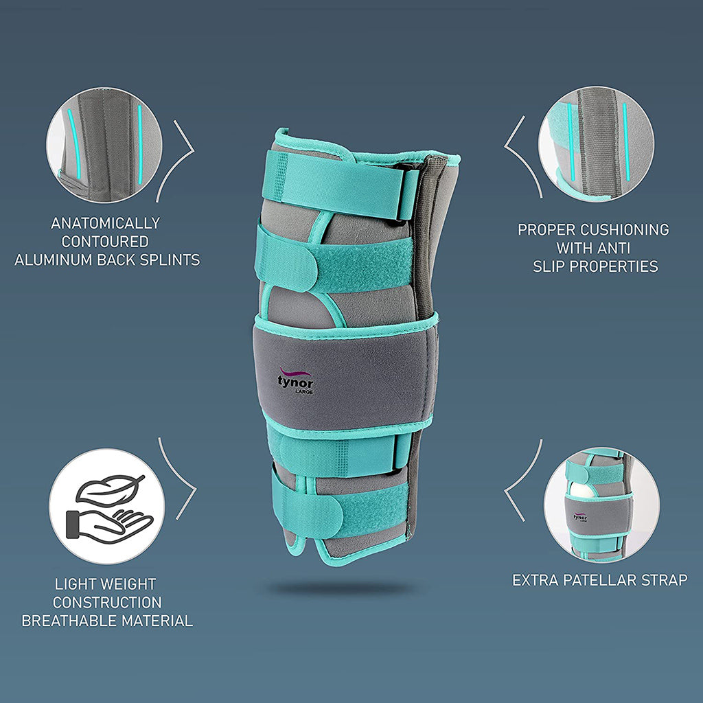 Tynor Knee Immobiliser 14" (36cm) D13 | Rigid Full-Leg Knee Brace