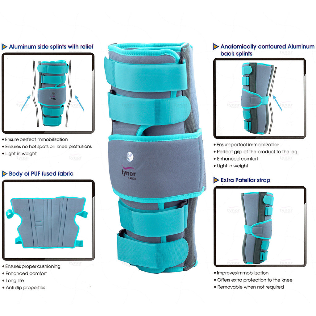 Tynor Knee Immobiliser 14" (36cm) D13 | Rigid Full-Leg Knee Brace