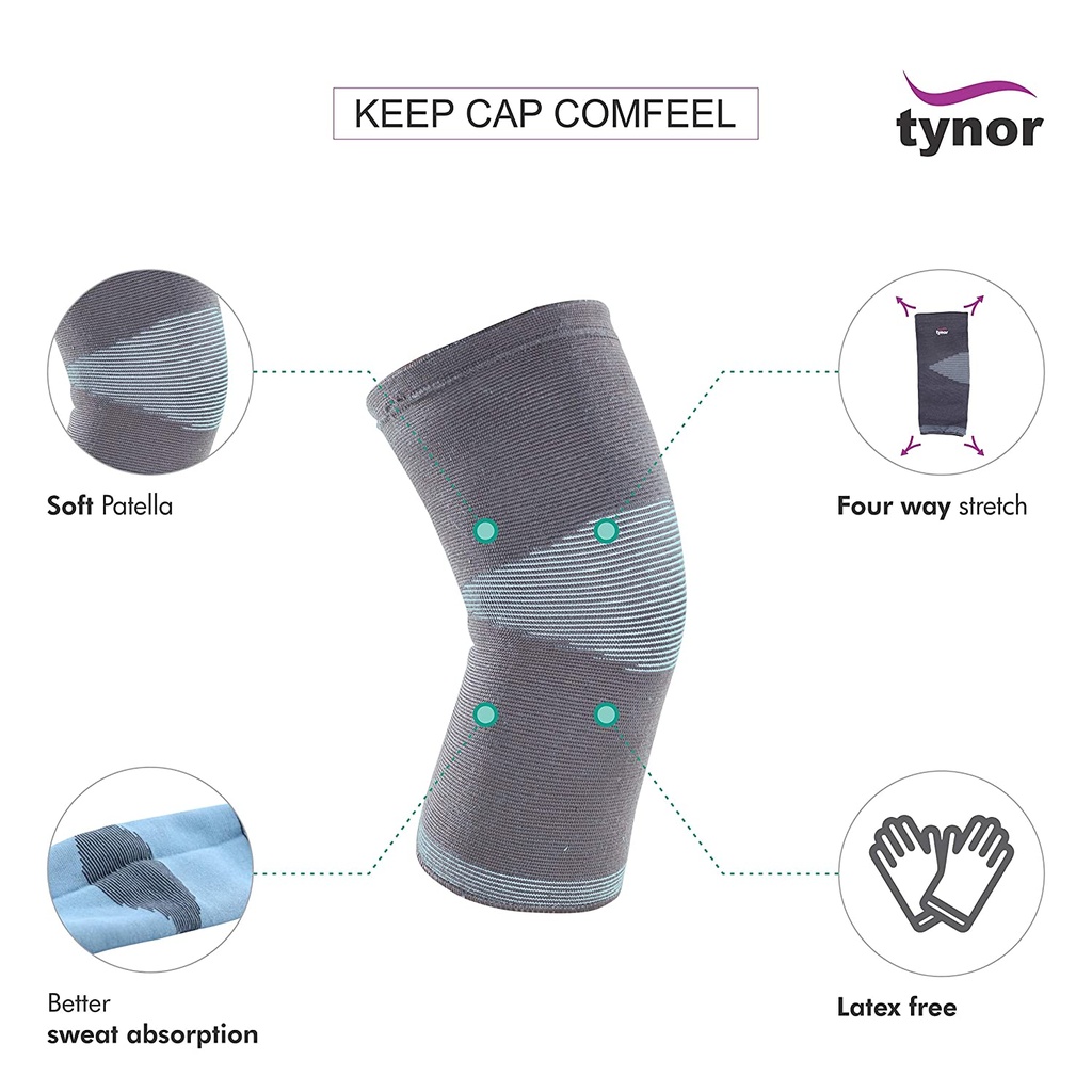 Tynor Knee Cap Comfeel Pair D23 | Premium Breathable Knee Compression