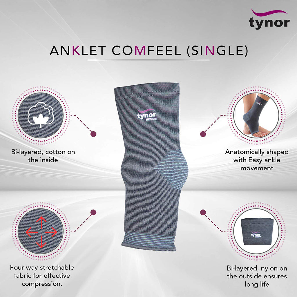 Tynor Anklet Comfeel Pair D25 | Premium Breathable Ankle Support