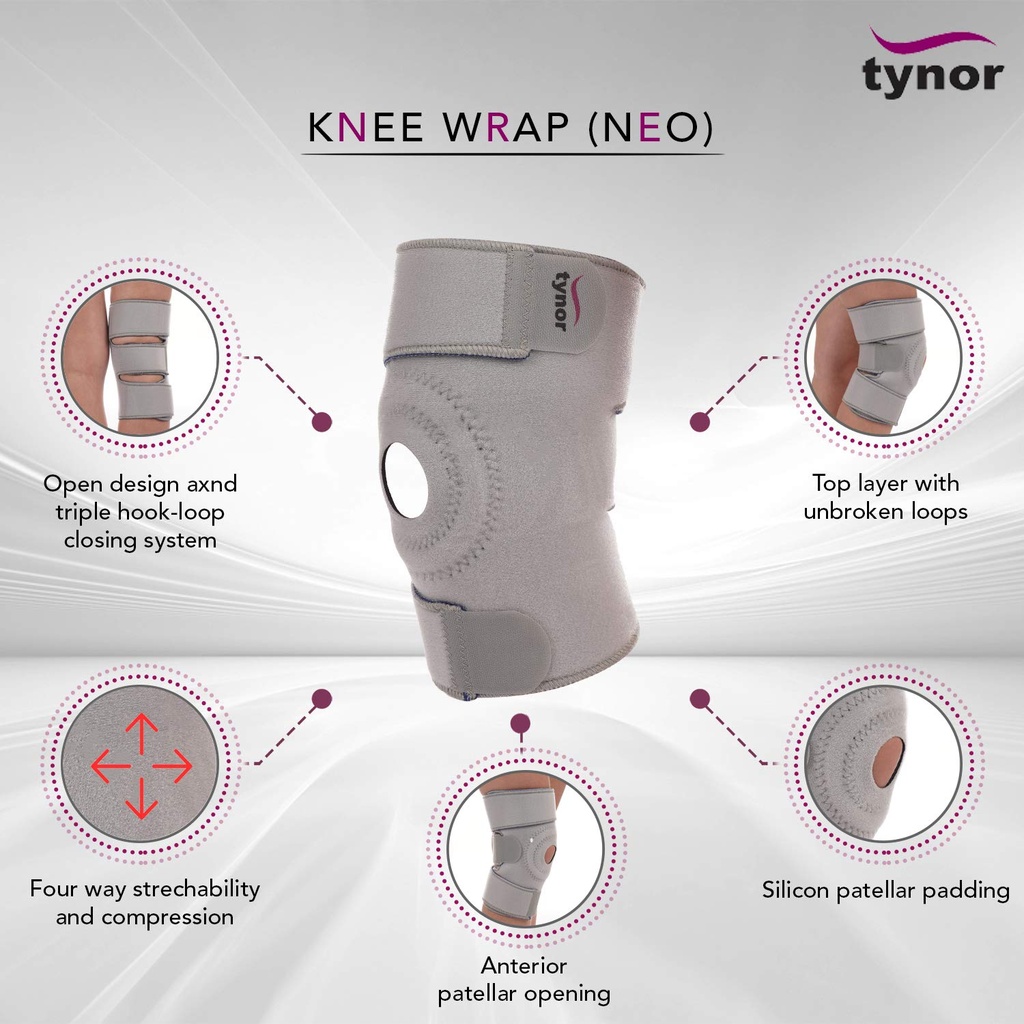 Tynor Knee Wrap Neoprene J05 | Open Patella Neoprene Knee Wrap