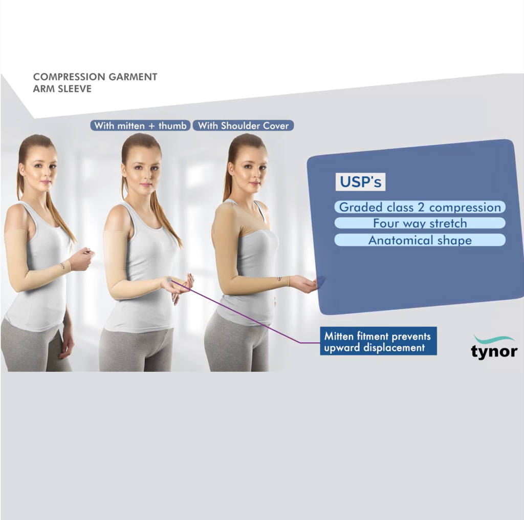 Tynor Compression Arm Sleeve I77 | Class 2 with Shoulder Cover