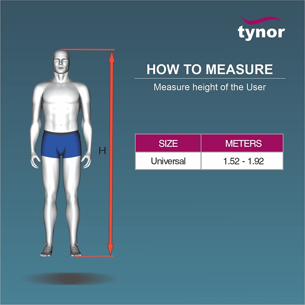 Tynor Walking Stick L-Type L08 | Adjustable Aluminium Cane