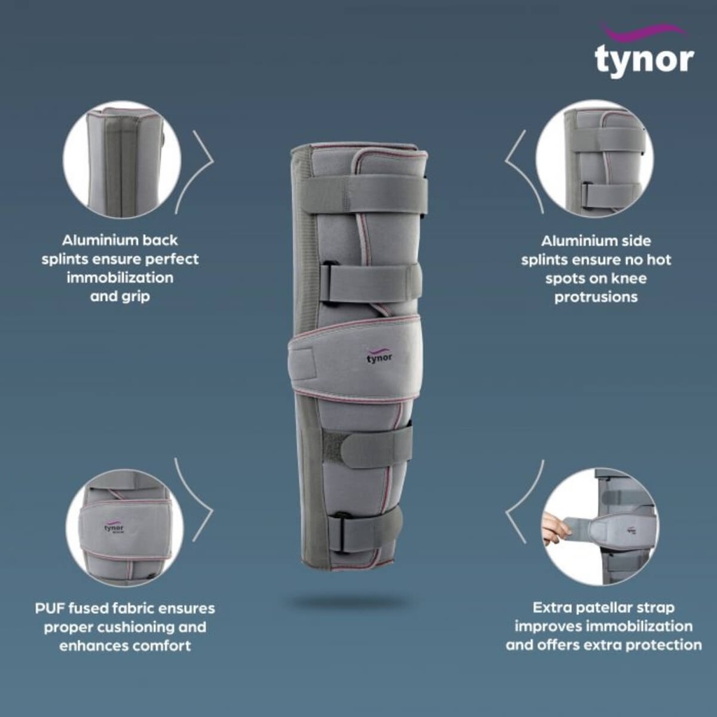 Tynor Knee Immobiliser D28 | Full-Length Knee Brace (22"/56 cm)