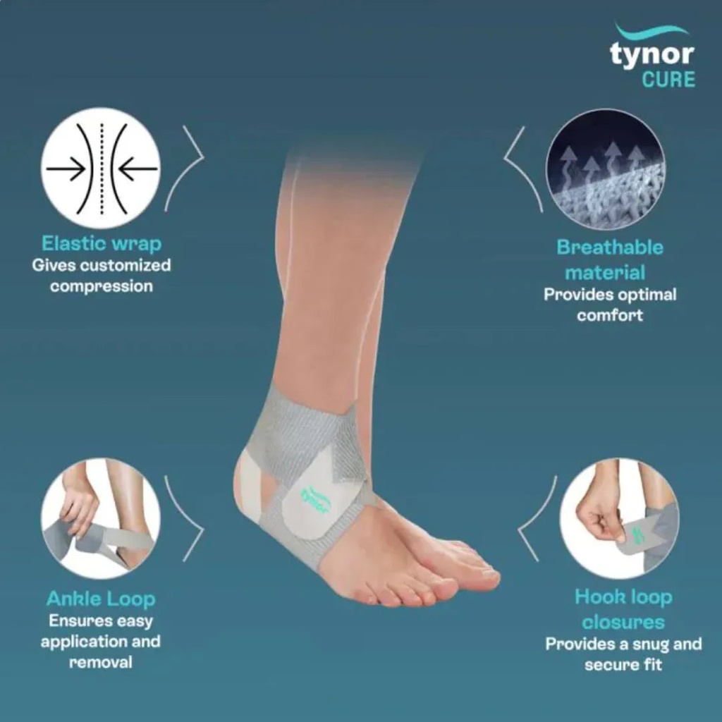 Tynor Ankle Wrap Sleek Elastic D57 | Wrap-Around Ankle Compression