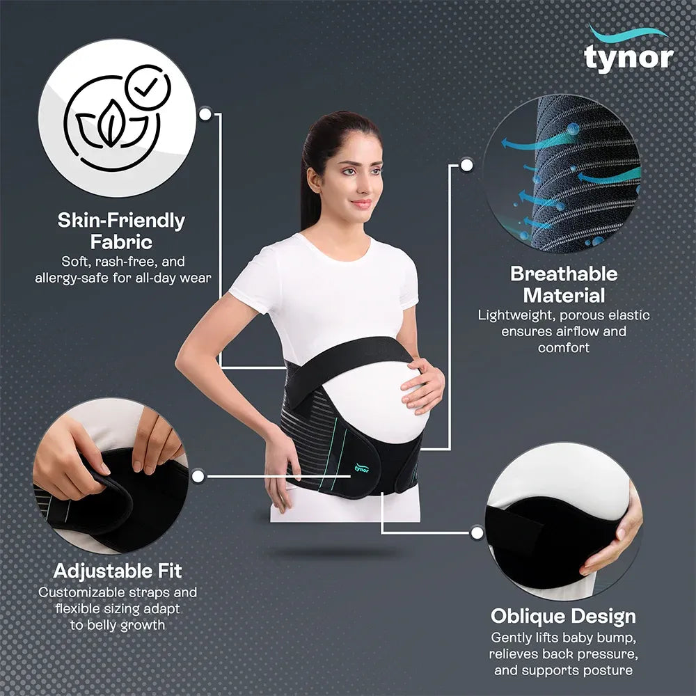 Tynor Pregnancy Belt A35 | Black Maternity Support Australia