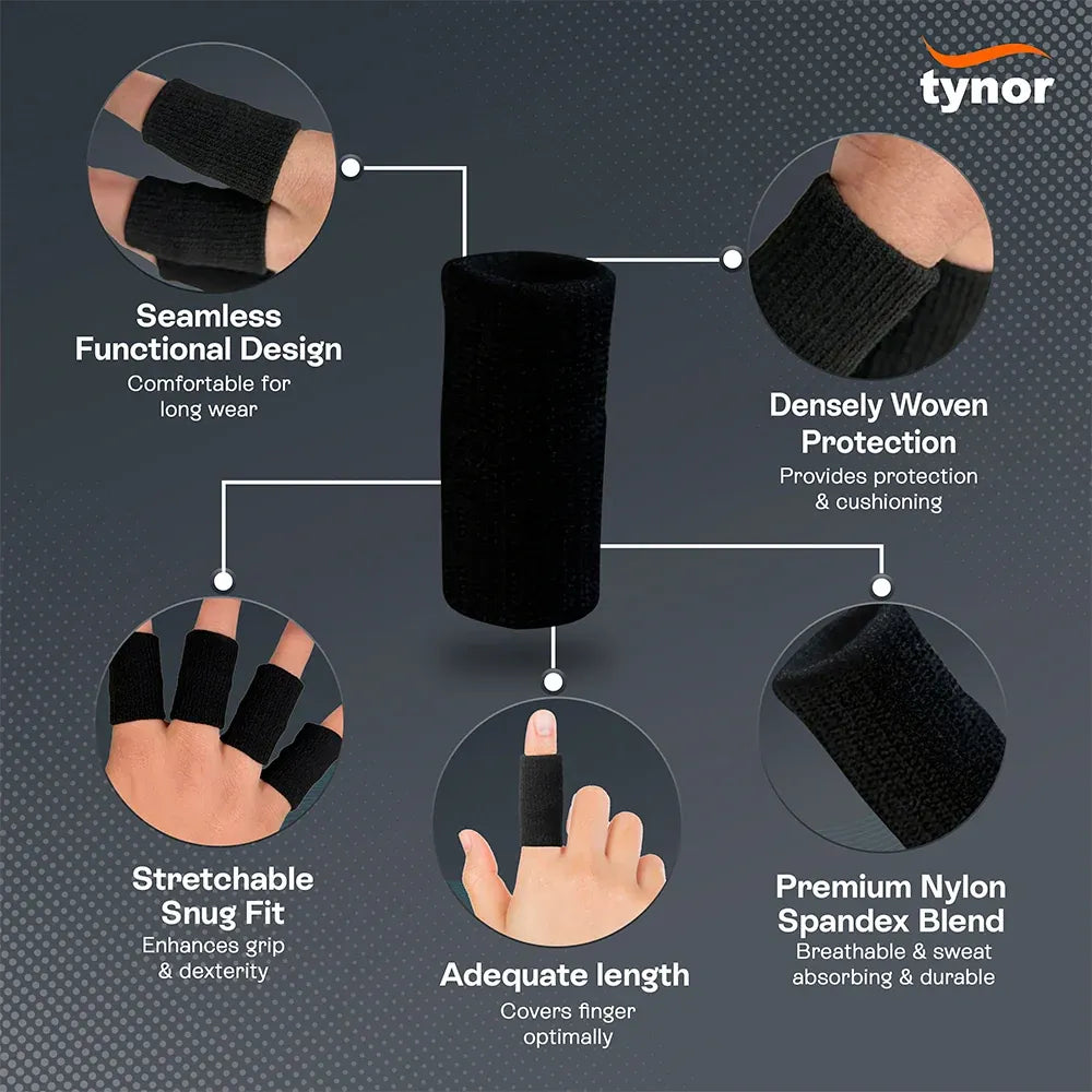 Tynor Finger Sleeves 706 | Sports Finger Protection (Pack of 10)