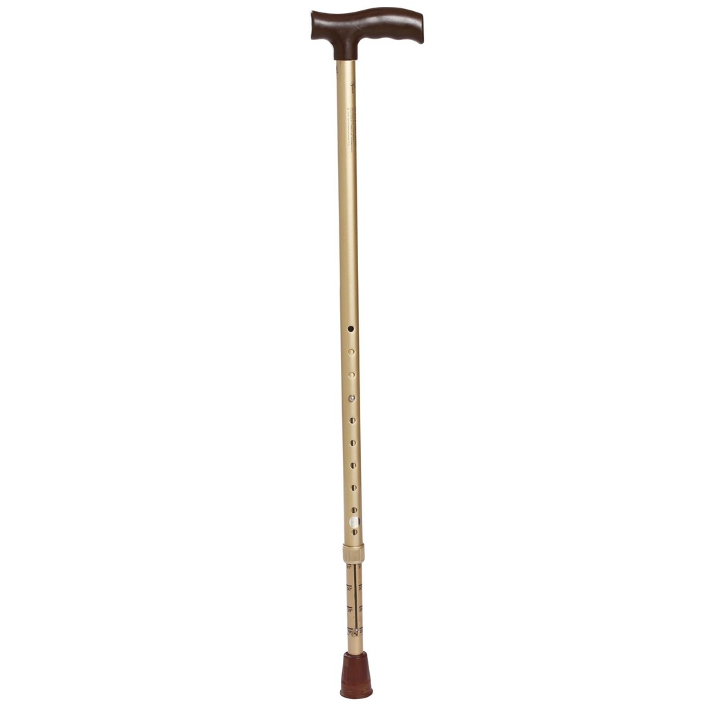 [L08UEZ-GOLD-WLK-STIK-LTYP] Tynor Walking Stick L-Type | Adjustable Cane (Gold)