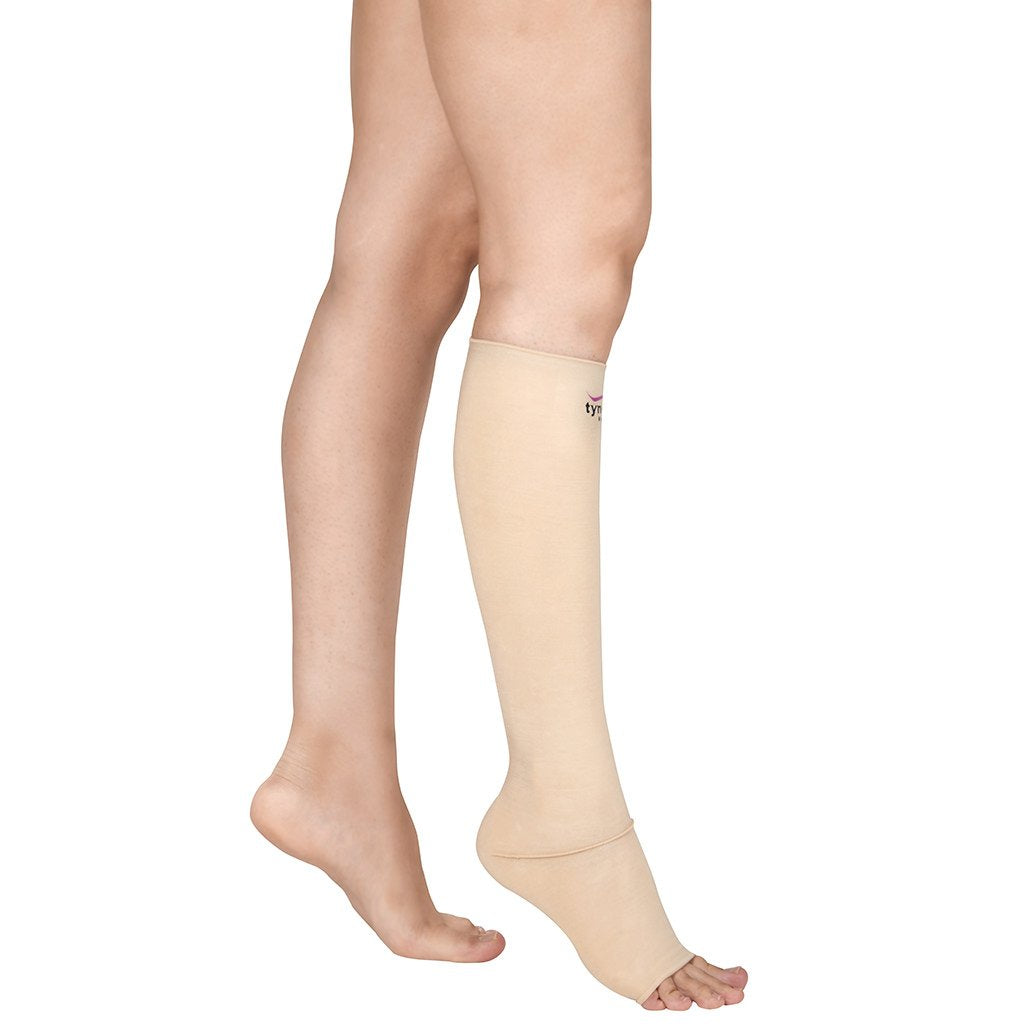 [I80AAH-SN-COMP-GMT-KNE-OTOE] Compression Stocking Leg Below Knee Open Toe (Pair) (Small-Normal)