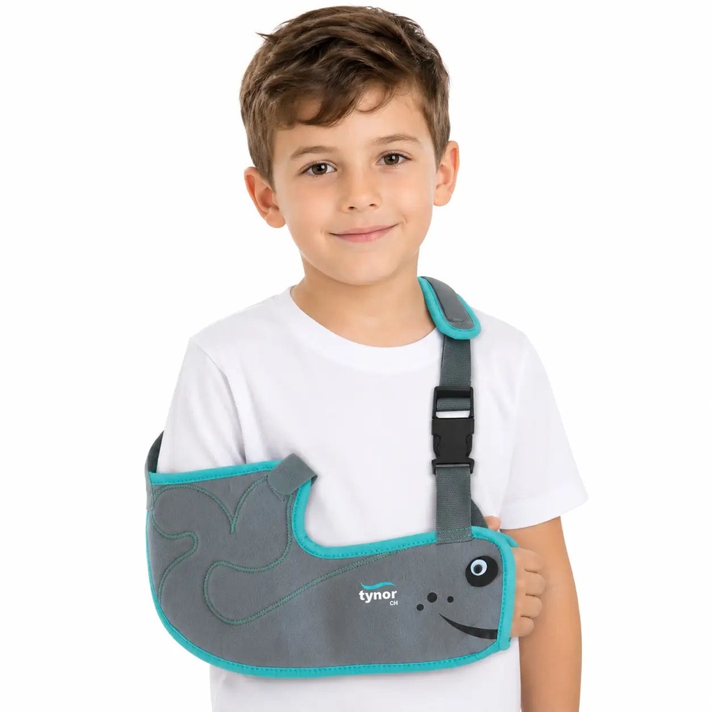Tynor arm sling worn by a young patient